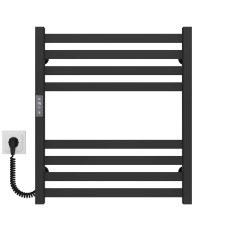 Electric heated towel rail Magnus P8 500х600 Deffi stainless steel (Black, JD04, Left connection)