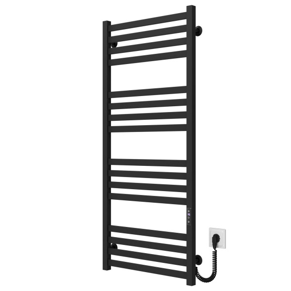 Buy electric heated towel rail Magnus P16 600х1200 Deffi stainless steel (Black, JD04, Right connection)