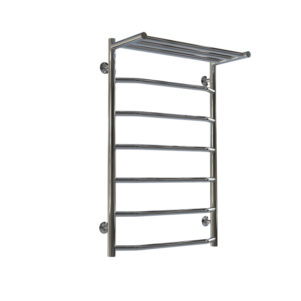 Buy Water heated towel rail Trapezoid with shelf P7 500х800 Deffi stainless steel (Chrome, Bottom connection)