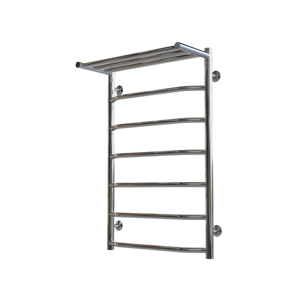 Buy Water heated towel rail Trapezoid with shelf P7 500х800 Deffi stainless steel (Chrome, Bottom connection)