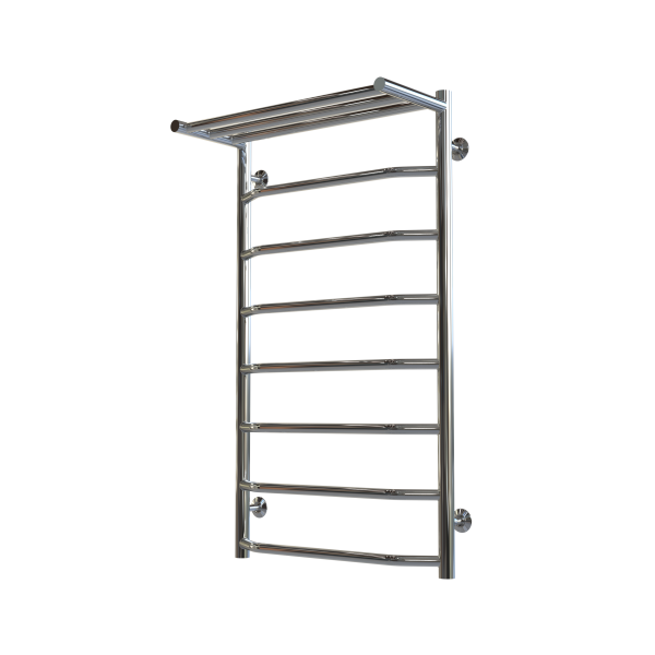 Buy Water heated towel rail Trapezoid with shelf P8 500х900 Deffi stainless steel (Chrome, Bottom connection)