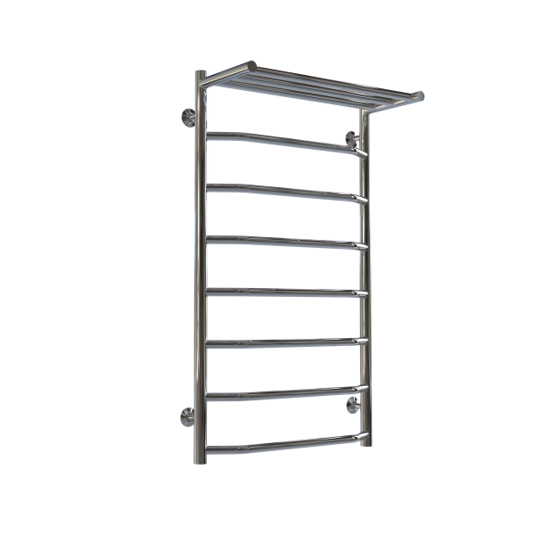 Buy Water heated towel rail Trapezoid with shelf P8 500х900 Deffi stainless steel (Chrome, Bottom connection)