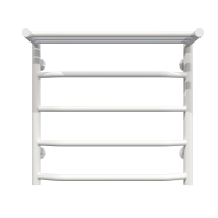 Water heated towel rail Trapezoid with shelf P5 500х500 Deffi stainless steel (White, Bottom connection)