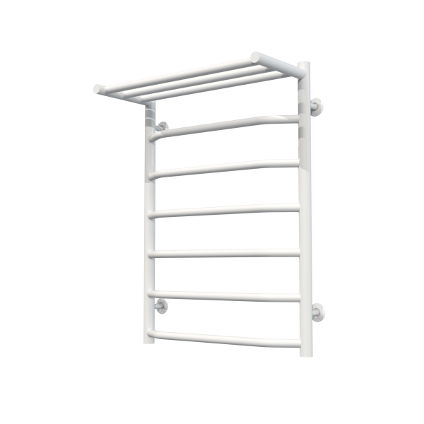Buy Water heated towel rail Trapezoid with shelf P7 500х700 Deffi stainless steel (White, Bottom connection)