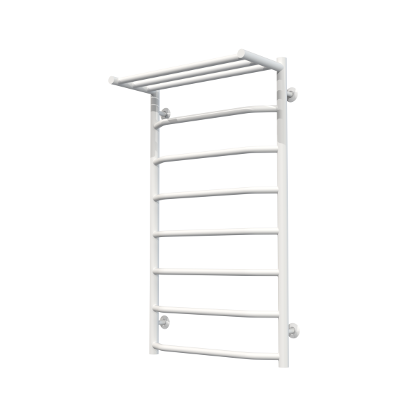 Wasserbeheizter Handtuchhalter Trapezoid with shelf P8 500х900 Deffi edelstahl (Weiss, Anschluss unten)
