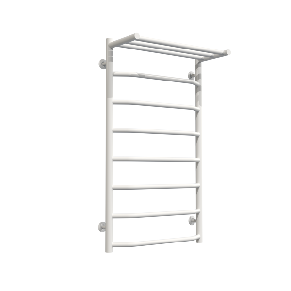 Wasserbeheizter Handtuchhalter Trapezoid with shelf P8 500х900 Deffi edelstahl (Weiss, Anschluss unten)