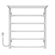 Electric heated towel rail Trapezoid with shelf R6 500х600 Deffi stainless steel (White, EF16, Left connection)