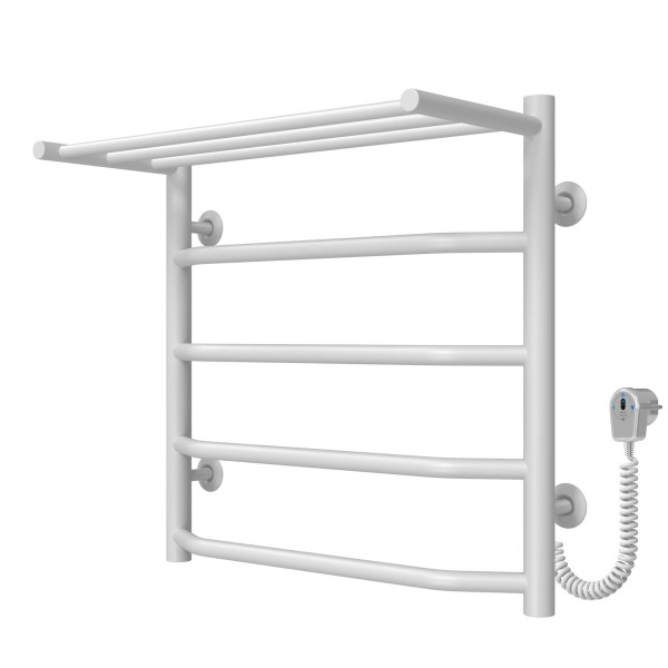 Buy an electric heated towel rail Trapezium with shelf P5 500х500 Deffi stainless steel (White, EF16, Right connection)