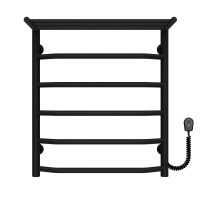 Electric heated towel rail Trapezoid with shelf R6 500х600 Deffi stainless steel (Black, EF16, Right connection)