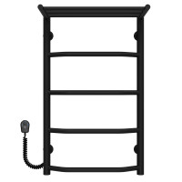 Electric heated towel rail Trapezoid with shelf R5 400х700 Deffi stainless steel (Black, EF16, Left connection)