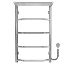 Elektryczny podgrzewacz ręczników Trapezoid with shelf R5 400х700 Deffi stal nierdzewna (Chrome, EF16, Prawe połączenie)
