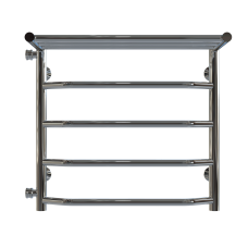Water heated towel rail Trapezoid with shelf P5 500х500 Deffi stainless steel (Chrome, Side left connection)