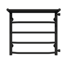 Water heated towel rail Trapezoid with shelf P5 500х500 Deffi stainless steel (Black, Side right connection)