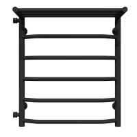 Wasserbeheizter Handtuchhalter Trapezoid with shelf P6 500х600 Deffi edelstahl (Schwarz, Seitlicher linker Anschluss)