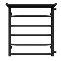 Water heated towel rail Trapezoid with shelf P6 500х600 Deffi stainless steel (Black, Side right connection)