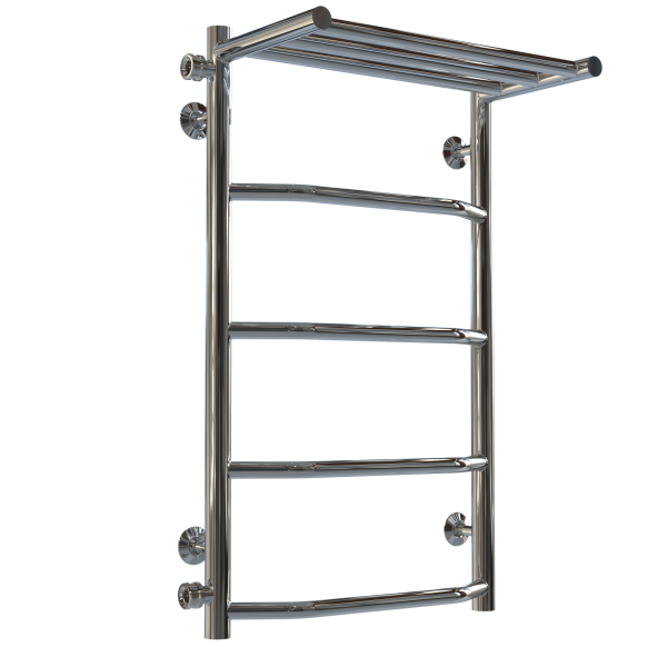 Wasserbeheizter Handtuchhalter Trapezoid with shelf P5 400х700 Deffi edelstahl (Chrom, Seitlicher linker Anschluss)