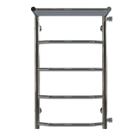Water heated towel rail Trapezoid with shelf P5 400х700 Deffi stainless steel (Chrome, Side right connection)