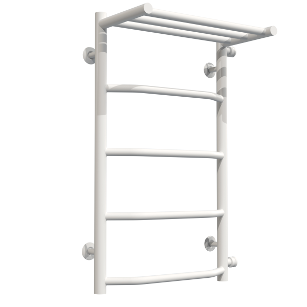 Buy Water heated towel rail Trapezoid with shelf P5 400х700 Deffi stainless steel (White, Side right connection)