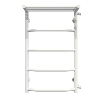 Water heated towel rail Trapezoid with shelf P5 400х700 Deffi stainless steel (White, Side right connection)