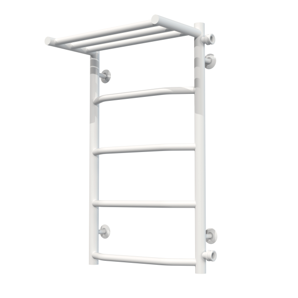 Buy Water heated towel rail Trapezoid with shelf P5 400х700 Deffi stainless steel (White, Side right connection)