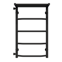 Water heated towel rail Trapezoid with shelf P5 400х700 Deffi stainless steel (Black, Side left connection)