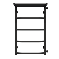 Water heated towel rail Trapezoid with shelf P5 400х700 Deffi stainless steel (Black, Side right connection)