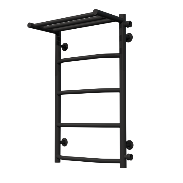 Buy Water heated towel rail Trapezoid with shelf P5 400х700 Deffi stainless steel (Black, Side right connection)