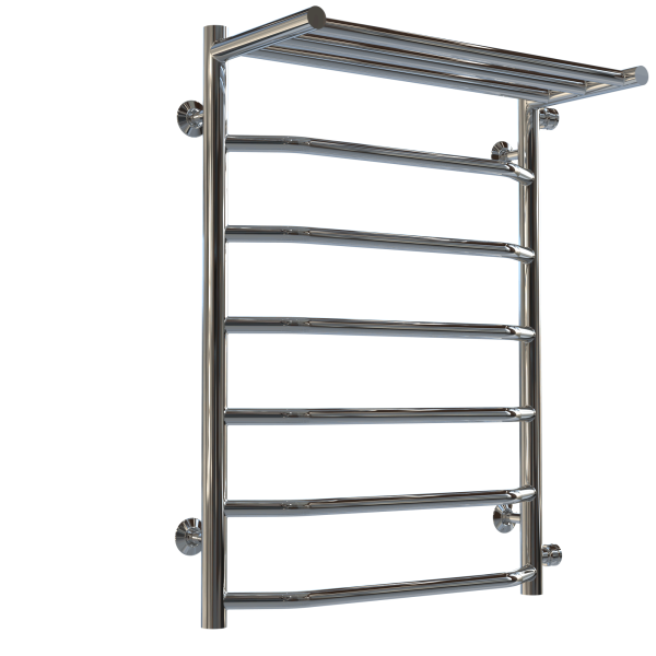 Buy Water heated towel rail Trapezoid with shelf P7 500х700 Deffi stainless steel (Chrome, Side right connection)