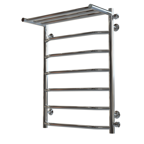 Buy Water heated towel rail Trapezoid with shelf P7 500х700 Deffi stainless steel (Chrome, Side right connection)