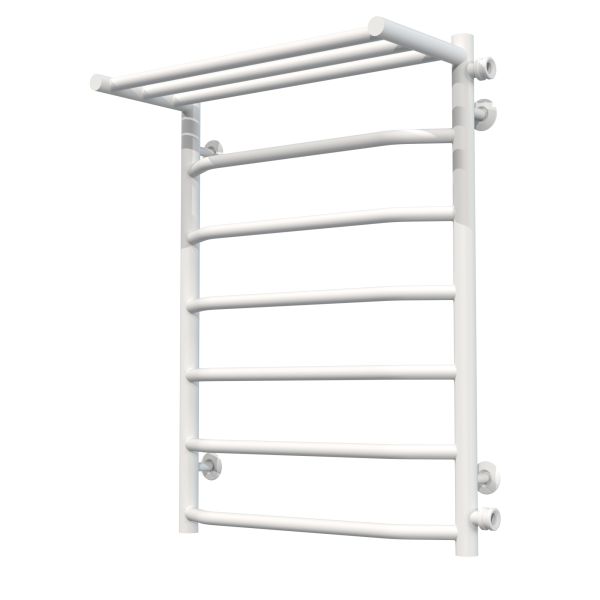 Wasserbeheizter Handtuchhalter Trapezoid with shelf P7 500х700 Deffi edelstahl (Weiss, Seitlicher rechter Anschluss)
