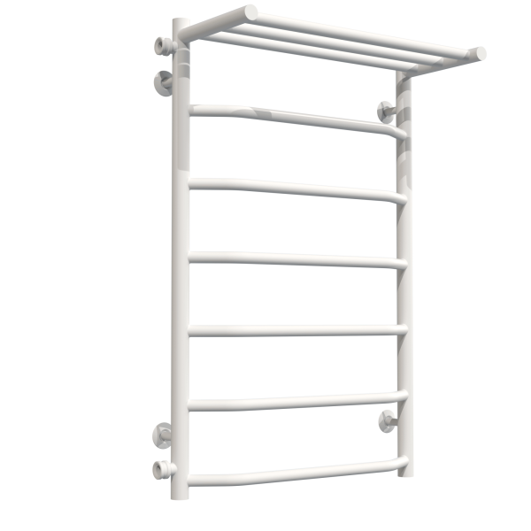 Wasserbeheizter Handtuchhalter Trapezoid with shelf P7 500х800 Deffi edelstahl (Weiss, Seitlicher linker Anschluss)