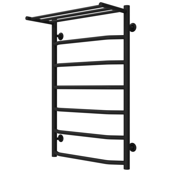 Wasserbeheizter Handtuchhalter Trapezoid with shelf P7 500х800 Deffi edelstahl (Schwarz, Seitlicher linker Anschluss)