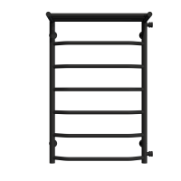 Water heated towel rail Trapezoid with shelf P7 500х800 Deffi stainless steel (Black, Side right connection)