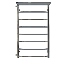 Water heated towel rail Trapezoid with shelf P8 500х900 Deffi stainless steel (Chrome, Side left connection)