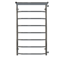 Water heated towel rail Trapezoid with shelf P8 500х900 Deffi stainless steel (Chrome, Side right connection)