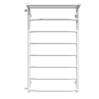 Water heated towel rail Trapezoid with shelf P8 500х900 Deffi stainless steel (White, Side left connection)