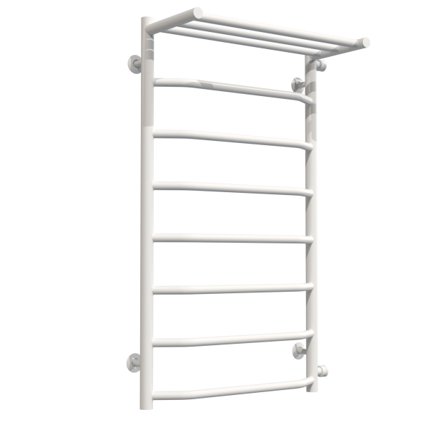 Buy Water heated towel rail Trapezoid with shelf P8 500х900 Deffi stainless steel (White, Side right connection)