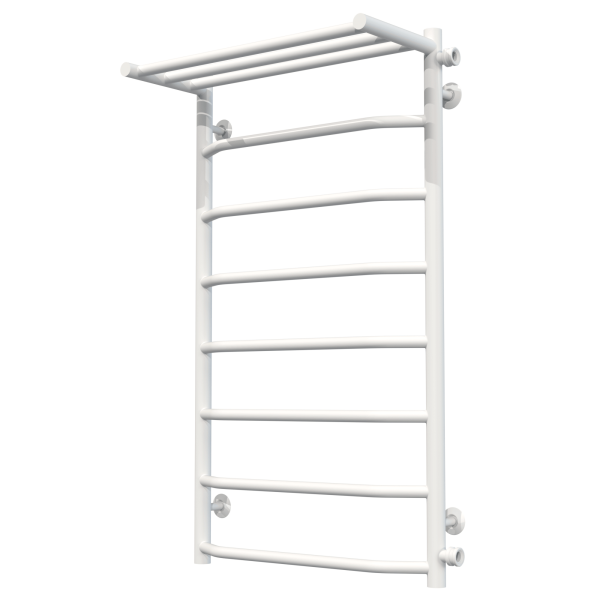 Buy Water heated towel rail Trapezoid with shelf P8 500х900 Deffi stainless steel (White, Side right connection)