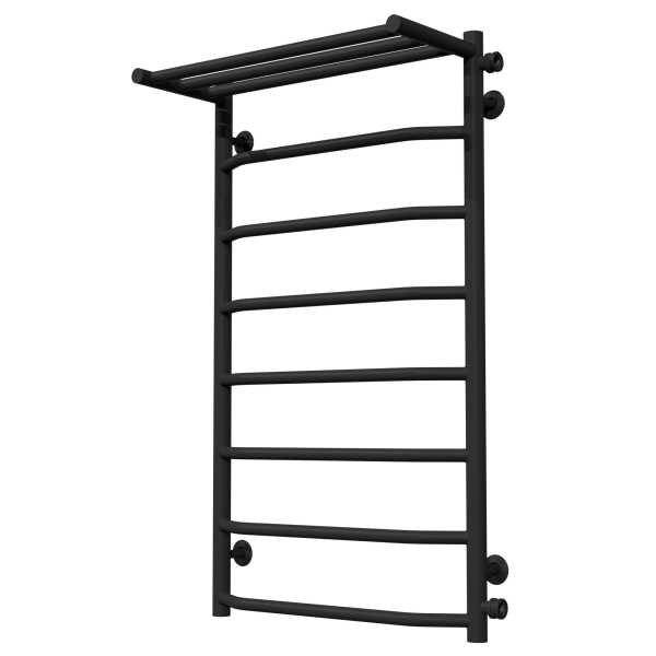 Wasserbeheizter Handtuchhalter Trapezoid with shelf P8 500х900 Deffi edelstahl (Schwarz, Seitlicher rechter Anschluss)