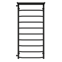Water heated towel rail Trapezoid with shelf P10 500х1100 Deffi stainless steel (Black, Side left connection)
