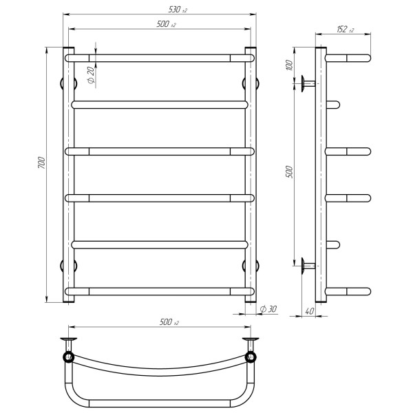 Aquamiх P6 500х700 W bottom connection white