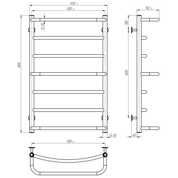 Aquamiх P7 500х800 W bottom connection black