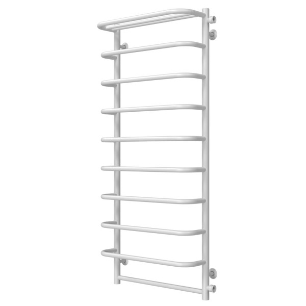 Towel dryer water Standart with shelf P10 500х1200 Deffi edelstahl (Weiss, Anschluss unten)