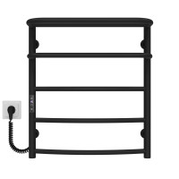 Electric heated towel rail Hotel P5 500х600 Deffi stainless steel (Black, JD03, Left connection)