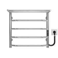 Electric heated towel rail Trapezoid with shelf R5 500х500 Deffi stainless steel (Chrome, JD03, Right connection)