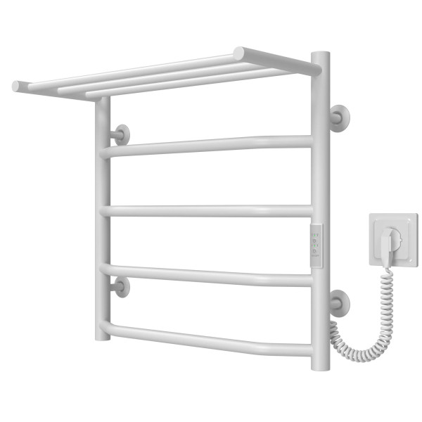 Kup elektryczny podgrzewacz ręczników Trapezium with shelf P5 500х500 Deffi stal nierdzewna (Biały, WD03, Prawe połączenie) 