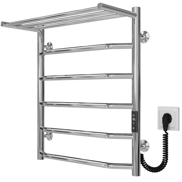 Kup elektryczny podgrzewacz ręczników Trapezium with shelf P6 500х600 Deffi stal nierdzewna (Chrome, JD03, Prawe połączenie) 