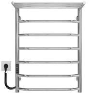 Electric heated towel rail Trapezoid with shelf R7 500х700 Deffi stainless steel (Chrome, JD03, Left connection)