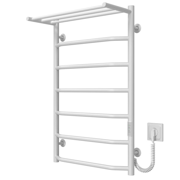 Buy an electric heated towel rail Trapezium with shelf P7 500х800 Deffi stainless steel (White, WD03, Right connection)