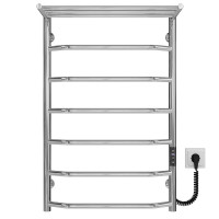 Electric heated towel rail Trapezoid with shelf R7 500х800 Deffi stainless steel (Chrome, JD03, Right connection)